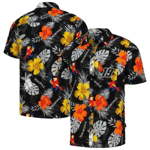 �}���K���[�^�r�� ���f�B�[�X �g�b�v�X T�V���c �t�����[�� �t�����[ Men's Margaritaville Black Martin Truex Jr Island Life Floral Party Full-Button Shirt Nas Black �u���b�N