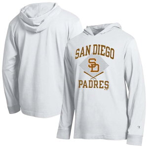 �`�����s�I�� ���f�B�[�X �g�b�v�X T�V���c ���� Men's Champion White San Diego Padres Cooperstown Hooded Long-Sleeve T-Shirt Pad White �z���C�g
