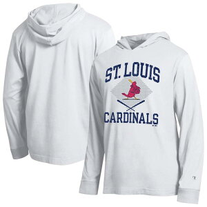 �`�����s�I�� ���f�B�[�X �g�b�v�X T�V���c ���� Men's Champion White St. Louis Cardinals Cooperstown Hooded Long-Sleeve T-Shirt Crd White �z���C�g