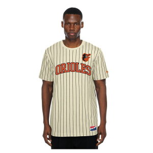 �j���[�G�� ���f�B�[�X �g�b�v�X T�V���c ���b�V�� Men's New Era Cream Baltimore Orioles Throwback Meshback Pinstripe T-Shirt Orl Beige �x�[�W��