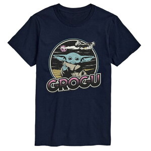 �A�j���L�����N�^�[ ���f�B�[�X �g�b�v�X T�V���c �O���t�B�b�N Licensed Character Men's The Mandalorian Grogu Intergalactic Graphic Tee Navy �l�C�r�[