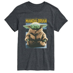 �A�j���L�����N�^�[ ���f�B�[�X �g�b�v�X T�V���c �O���t�B�b�N Licensed Character Men's The Mandalorian Grogu Meditate Graphic Tee Heather Charcoal �`���R�[��