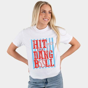 Simply Sage Market ���f�B�[�X �g�b�v�X T�V���c �O���t�B�b�N Simply Sage Market Hithe Dang Ball Stripes - Women's Garment Dyed Graphic T-Shirt White �z���C�g