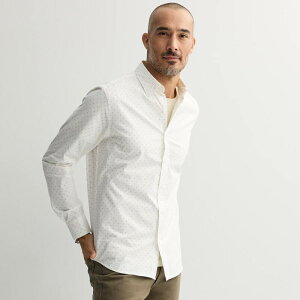 �\�m�} ���f�B�[�X �g�b�v�X T�V���c �_�E�� Men'sonoma Goods For Life Long Sleeve Performance Button-Down Shirt White Geo Print �z���C�g