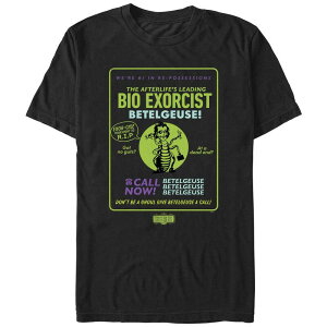 �A�j���L�����N�^�[ ���f�B�[�X �g�b�v�X T�V���c �O���t�B�b�N Licensed Character Men's Beetlejuice 2 The Leading Bio Exorcist Graphic Tee Black �u���b�N