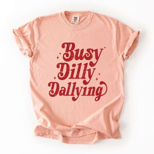 Simply Sage Market ���f�B�[�X �g�b�v�X T�V���c �O���t�B�b�N Simply Sage Market Busy Dilly Dallying Stars Distressed - Women's Garment Dyed Graphic T-Shirt Peachy