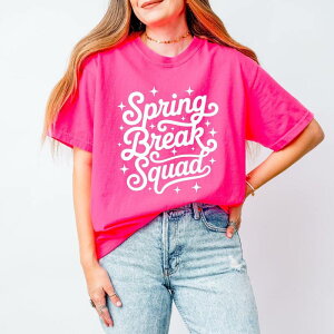 Simply Sage Market ���f�B�[�X �g�b�v�X T�V���c �O���t�B�b�N Simply Sage Market Spring Break Squad Stars - Women's Garment Dyed Graphic T-Shirt Neon Pink �s���N