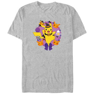 �A�j���L�����N�^�[ ���f�B�[�X �g�b�v�X T�V���c �g�[�� �O���t�B�b�N Licensed Character Big & Tall Pokemon Pikachu Halloween Graphic Tee Athletic Heather �w�U�[