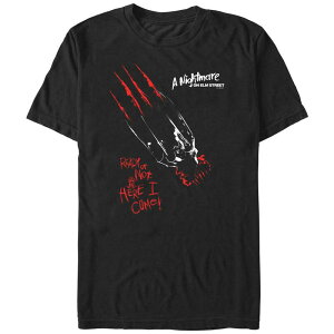 �A�j���L�����N�^�[ ���f�B�[�X �g�b�v�X T�V���c �g�[�� �O���t�B�b�N Licensed Character Big & Tall A Nightmare On Elm Street Ready Or Not Here I Come Graphic Tee Black �u���b�N