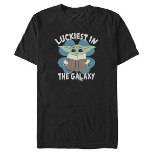 �X�^�[ �E�H�[�Y ���f�B�[�X �g�b�v�X T�V���c �O���t�B�b�N Men'star Wars Grogu Luckiest In The Galaxy Graphic Tee Black �u���b�N