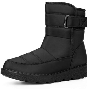 �A���O�� �P�[ ���f�B�[�X �V���[�Y �u�[�c�E���C���u�[�c ALLEGRA K Women's Pull on Adjustable Flat Snow Boots for Winter Black �u���b�N