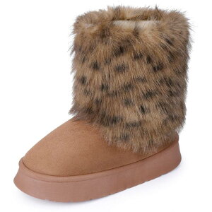 �A���O�� �P�[ ���f�B�[�X �V���[�Y �u�[�c�E���C���u�[�c ALLEGRA K Women's Faux Fur Flat Pull on Snow Boots for Winter Coffee �R�[�q�[