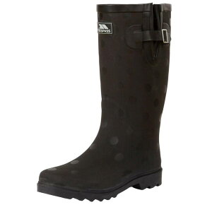 �g���X�p�X ���f�B�[�X �V���[�Y �u�[�c�E���C���u�[�c �h�b�g�� �h�b�g Trespass Unisex Adult Elena Polka Dot Wellington Boots Black �u���b�N