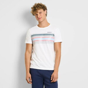 �n�[���[ ���f�B�[�X �g�b�v�X T�V���c �O���t�B�b�N Men's Hurley Sun Lined Graphic Tee White Stripe �z���C�g