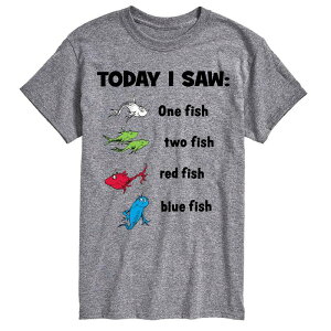 �A�j���L�����N�^�[ ���f�B�[�X �g�b�v�X T�V���c �g�[�� �O���t�B�b�N Licensed Character Big & Tall Dr. Seuss Today I Saw One Fish Two Fish Red Fish Blue Fish Graphic Tee Athletic Heather �w�U�[