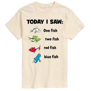 �A�j���L�����N�^�[ ���f�B�[�X �g�b�v�X T�V���c �g�[�� �O���t�B�b�N Licensed Character Big & Tall Dr. Seuss Today I Saw One Fish Two Fish Red Fish Blue Fish Graphic Tee Cream �N���[��
