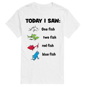 �A�j���L�����N�^�[ ���f�B�[�X �g�b�v�X T�V���c �g�[�� �O���t�B�b�N Licensed Character Big & Tall Dr. Seuss Today I Saw One Fish Two Fish Red Fish Blue Fish Graphic Tee White �z���C�g