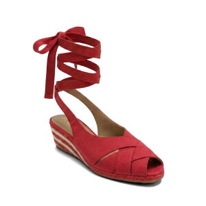 �G�A���\�[���Y ���f�B�[�X �V���[�Y �p���v�X �T���_�� �A���N�� ���l�� Aerosoles Roberta Women's Linen Wedge Sandals With Ankle Wrap Rich Red ���b�h