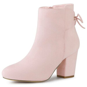 �A���O�� �P�[ ���f�B�[�X �V���[�Y �u�[�c�E���C���u�[�c �A���N�� ���[�X �q�[�� ALLEGRA K Women's Round Toe Block Heel Zipper Lace Up Ankle Boots Pink �s���N