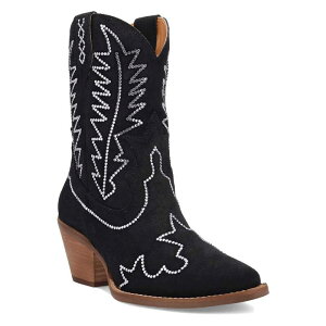 �f�B���S ���f�B�[�X �V���[�Y �u�[�c�E���C���u�[�c �X�G�[�h �A���N�� Dingo Tiny Pony Women'suede Cowgirl Ankle Boots Black �u���b�N