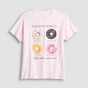 �G�X�I�[ ���f�B�[�X �g�b�v�X T�V���c �v���X�T�C�Y �O���t�B�b�N Girls 7-20 SO Short Sleeve Oversized Graphic Tee in Regular & Plusize Donuts Pink �s���N
