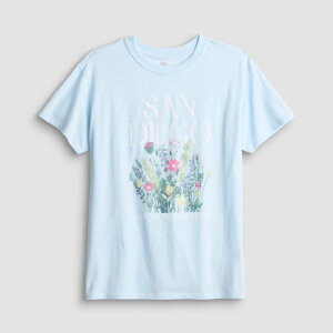 �G�X�I�[ ���f�B�[�X �g�b�v�X T�V���c �v���X�T�C�Y �O���t�B�b�N Girls 7-20 SO Short Sleeve Oversized Graphic Tee in Regular & Plusize Flowers Blue �u���[