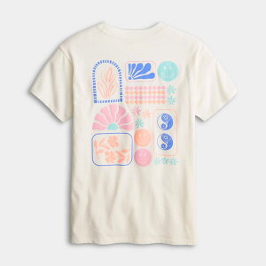 �G�X�I�[ ���f�B�[�X �g�b�v�X T�V���c �v���X�T�C�Y �O���t�B�b�N Girls 7-20 SO Short Sleeve Oversized Graphic Tee in Regular & Plusize Ivory Icons �A�C�{���[