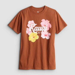 �G�X�I�[ ���f�B�[�X �g�b�v�X T�V���c �v���X�T�C�Y �O���t�B�b�N Girls 7-20 SO Short Sleeve Oversized Graphic Tee in Regular & Plusize Kauai Hibiscus Brown �u���E��