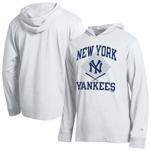 �`�����s�I�� ���f�B�[�X �g�b�v�X T�V���c ���� Men's Champion White New York Yankees Cooperstown Hooded Long-Sleeve T-Shirt Ynk White �z���C�g