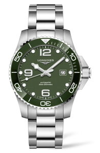 �����W�� �����Y �A�N�Z�T���[ �r���v Longines HydroConquest Automatic Bracelet Watch, 43mm Green/ Silver �O���[��