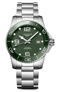 �����W�� �����Y �A�N�Z�T���[ �r���v Longines HydroConquest Automatic Bracelet Watch, 41mm Green �O���[��