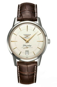 �����W�� �����Y �A�N�Z�T���[ �r���v ���U�[ Longines Heritage Flagship Automatic Leather Strap Watch, 38.5mm Silver �V���o�[