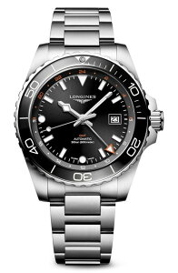 �����W�� �����Y �A�N�Z�T���[ �r���v Longines HydroConquest GMT Automatic Bracelet Watch, 43mm Black �u���b�N