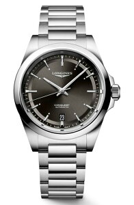 �����W�� �����Y �A�N�Z�T���[ �r���v Longines Conquest Black Dial Automatic Bracelet Watch, 38mm Black �u���b�N