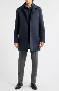 �J�i�[�� �����Y �g�b�v�X �V���c �R�[�g Canali Ultralight Waterproof Car Coat with Removable Bib Navy �l�C�r�[