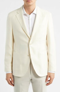 �{�X �����Y �A�E�^�[ �W���P�b�g�E�u���]�� �X�����t�B�b�g �E�[�� �V���N �R�[�g BOSS Heston Slim Fit Off Whitextured Wool & Silk Blend Sport Coat Open White �z���C�g