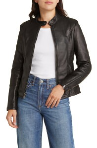 �V���b�g �j���[���[�N ���f�B�[�X �A�E�^�[ �W���P�b�g�E�u���]�� ���U�[ Schott NYC Leather Cafe Racer Moto Jacket Black �u���b�N