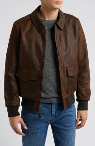 �V���b�g �j���[���[�N �����Y �A�E�^�[ �W���P�b�g�E�u���]�� ���U�[ Schott NYC Lightweight Leather Flight Jacket Brown �u���E��