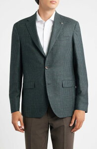 �W���b�N�r�N�^�[ �����Y �A�E�^�[ �W���P�b�g�E�u���]�� �E�[�� �V���N �R�[�g Jack Victor Midland Contemporary Fit Green Houndstooth Wool & Silk Blend Sport Coat Dark Olive �I���[�u