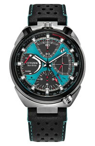 �V�`�Y�� �����Y �A�N�Z�T���[ �r���v ���U�[ Citizen Promaster Tsuno Chronograph Racer Leather Strap Watch, 44.5mm Black/ Blue �u���b�N