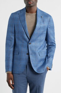 �W���b�N�r�N�^�[ �����Y �A�E�^�[ �W���P�b�g�E�u���]�� �E�[�� Jack Victor Midland Contemporary Fit Blue Plaid Wool Sport Coar Blue �u���[