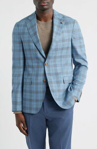 �W���b�N�r�N�^�[ �����Y �A�E�^�[ �W���P�b�g�E�u���]�� �E�[�� �R�[�g Jack Victor Midland Contemporary Fit Light Blue Plaid Super 120s Wool Sport Coat Light Blue �u���[