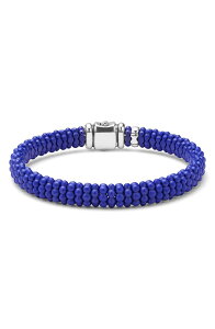 ���S�X �����Y �A�N�Z�T���[ �u���X���b�g�E�o���O���E�A���N���b�g LAGOS Men's Anthem Ceramicaviar Beaded Bracelet Silver Blue �u���[
