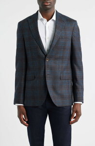�W���b�N�r�N�^�[ �����Y �A�E�^�[ �W���P�b�g�E�u���]�� �E�[�� �R�[�g Jack Victor Midland Contemporary Fit Grey Deco Plaid Super 110s Wool Sport Coat Charcoal �`���R�[��