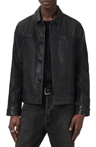 �I�[���Z�C���c �����Y �A�E�^�[ �W���P�b�g�E�u���]�� ���U�[ AllSaints Nates Leather Jacket Black �u���b�N