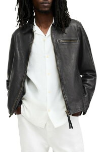 �I�[���Z�C���c �����Y �A�E�^�[ �W���P�b�g�E�u���]�� ���U�[ AllSaints Miller Lambskin Leather Biker Jacket Black �u���b�N
