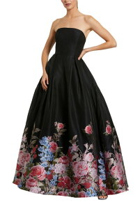 �}�b�N�_�K�� ���f�B�[�X �g�b�v�X �����s�[�X �t�����[�� �X�g���b�v���X �t�����[ Mac Duggal Strapless Floral Brocade Ballgown Black Multi �u���b�N