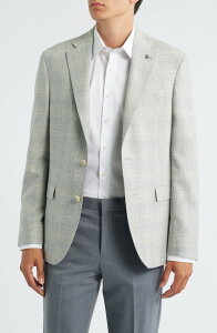 �W���b�N�r�N�^�[ �����Y �A�E�^�[ �W���P�b�g�E�u���]�� �E�[�� �R�[�g Jack Victor Midland Contemporary Fit Light Grey Deco Plaid Wool & Cashmere Sport Coat Light Grey �O���[
