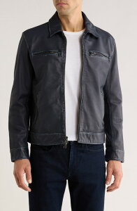 �W�����o���x�C�g�X �����Y �A�E�^�[ �W���P�b�g�E�u���]�� ���U�[ John Varvatos Nicholas Burnished Sheepskin Leather Jacket Deep Blue �u���[