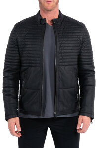 �}�Z�I �����Y �A�E�^�[ �W���P�b�g�E�u���]�� �L���e�B���O ���U�[ Maceoo Quilted Leather Jacket Black �u���b�N